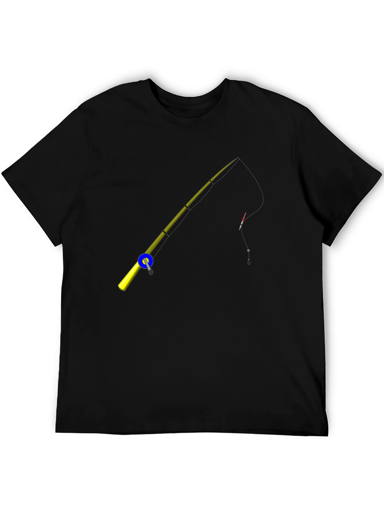 Fishing Rod Graphic Tee - Black Cotton T-Shirt