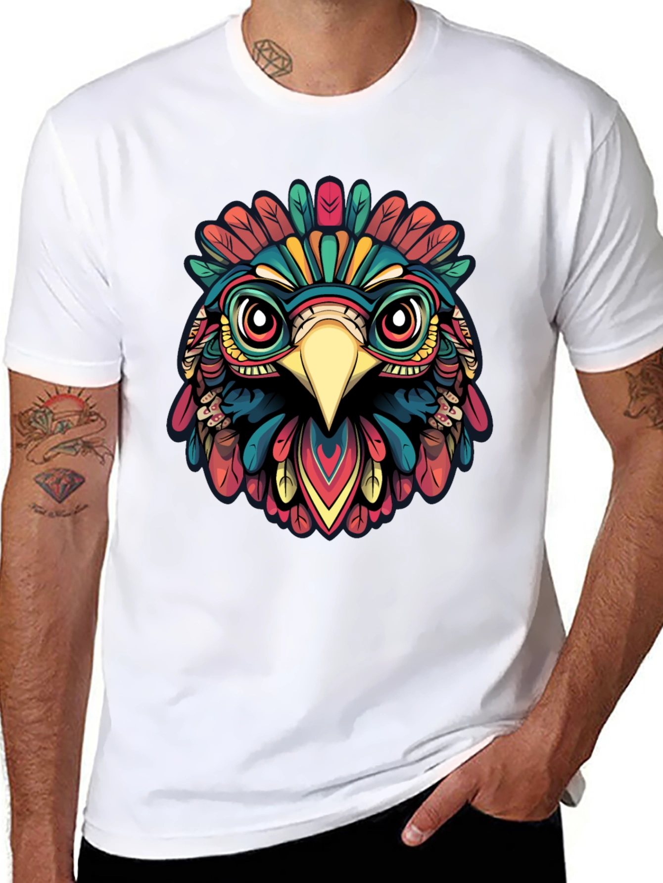 Vibrant Aztec Eagle Graphic T-Shirt