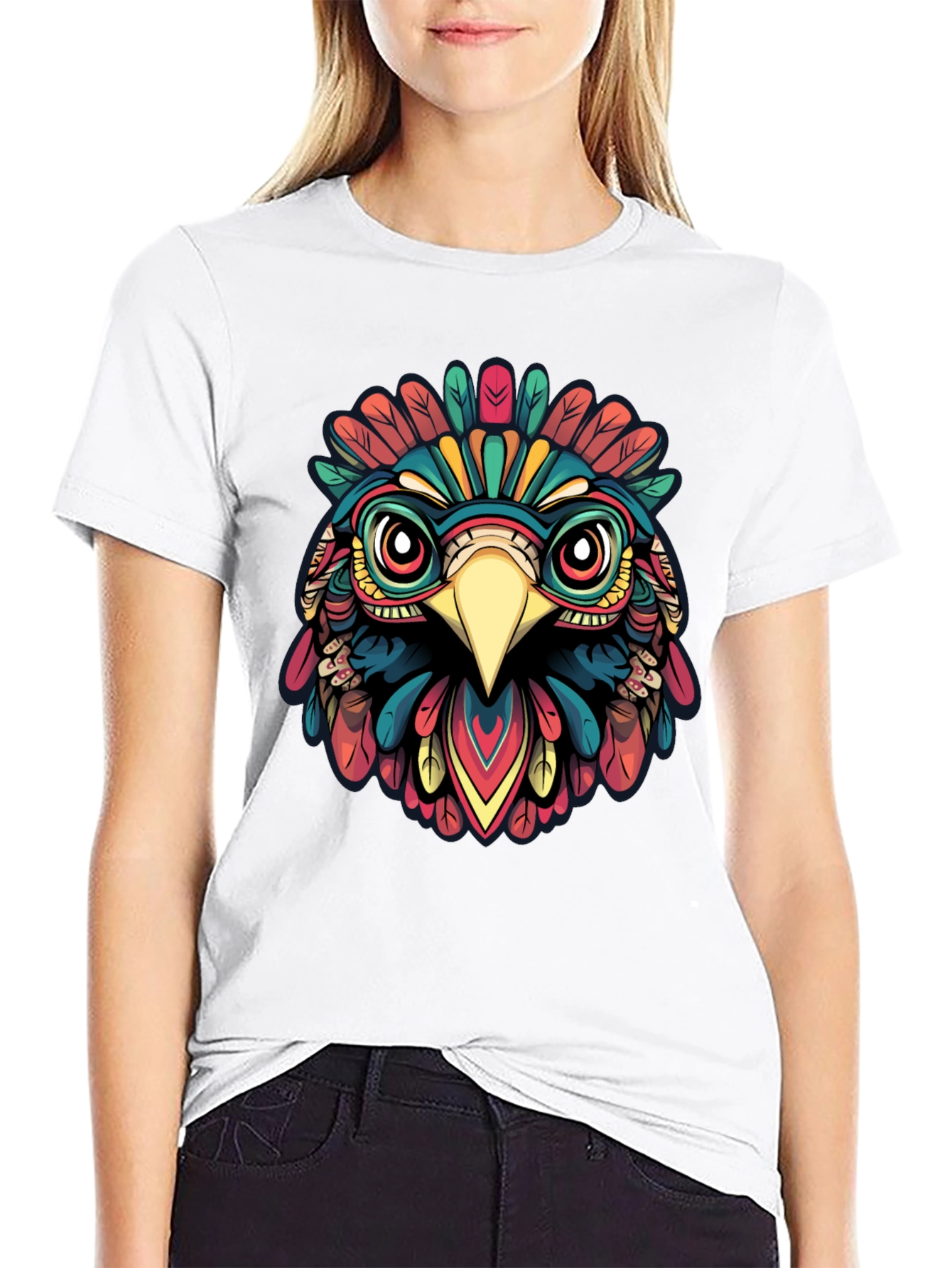 Vibrant Aztec Eagle Graphic T-Shirt