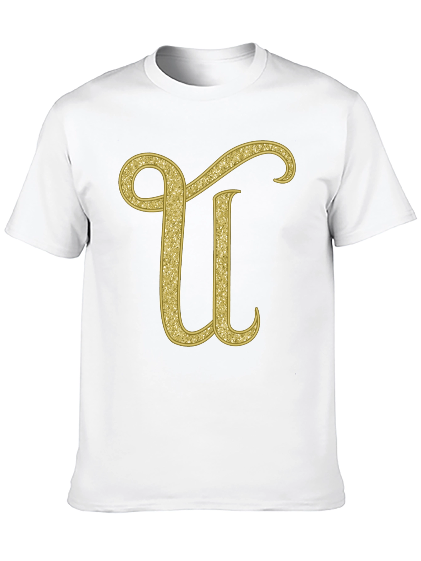 Gold Glitter Letter U T-Shirt