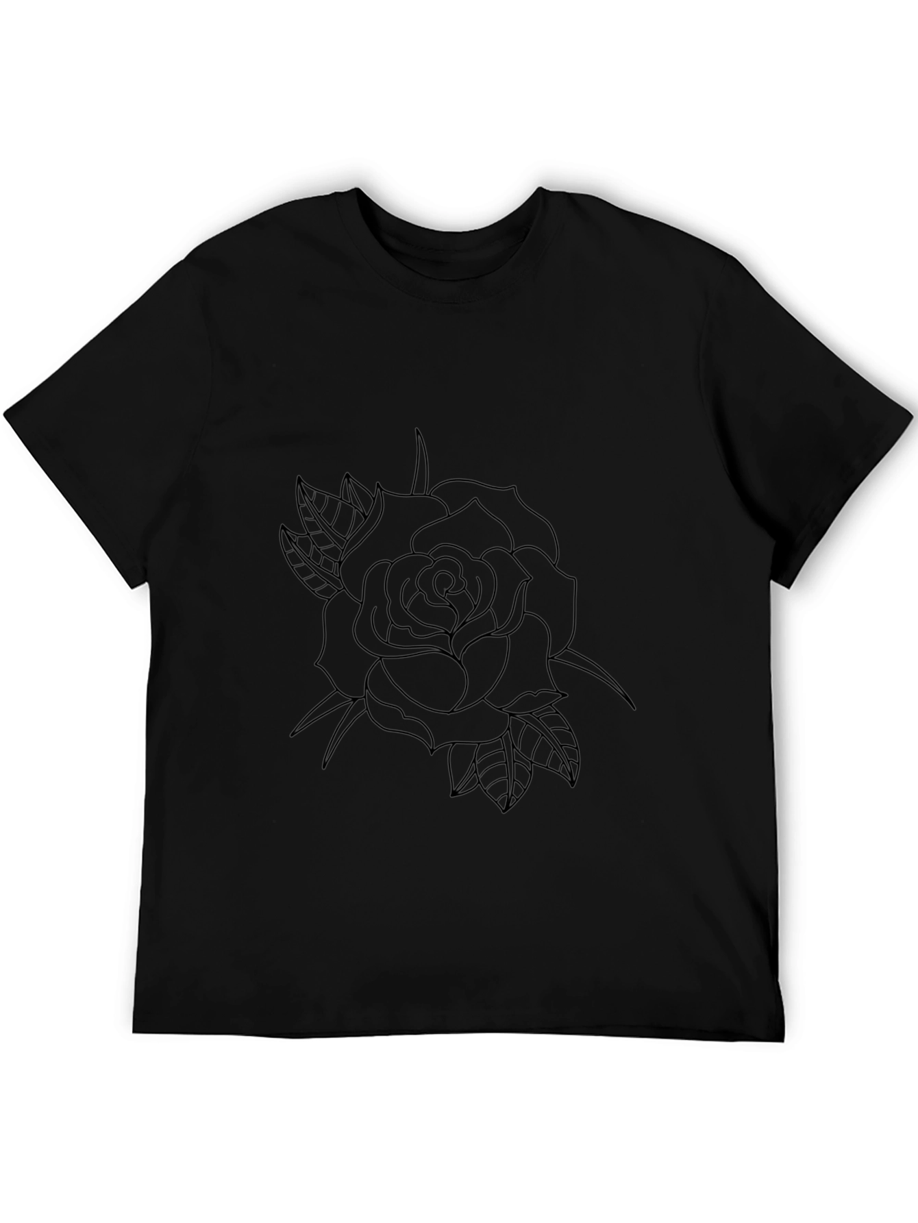 Black Rose Outline Graphic Tee