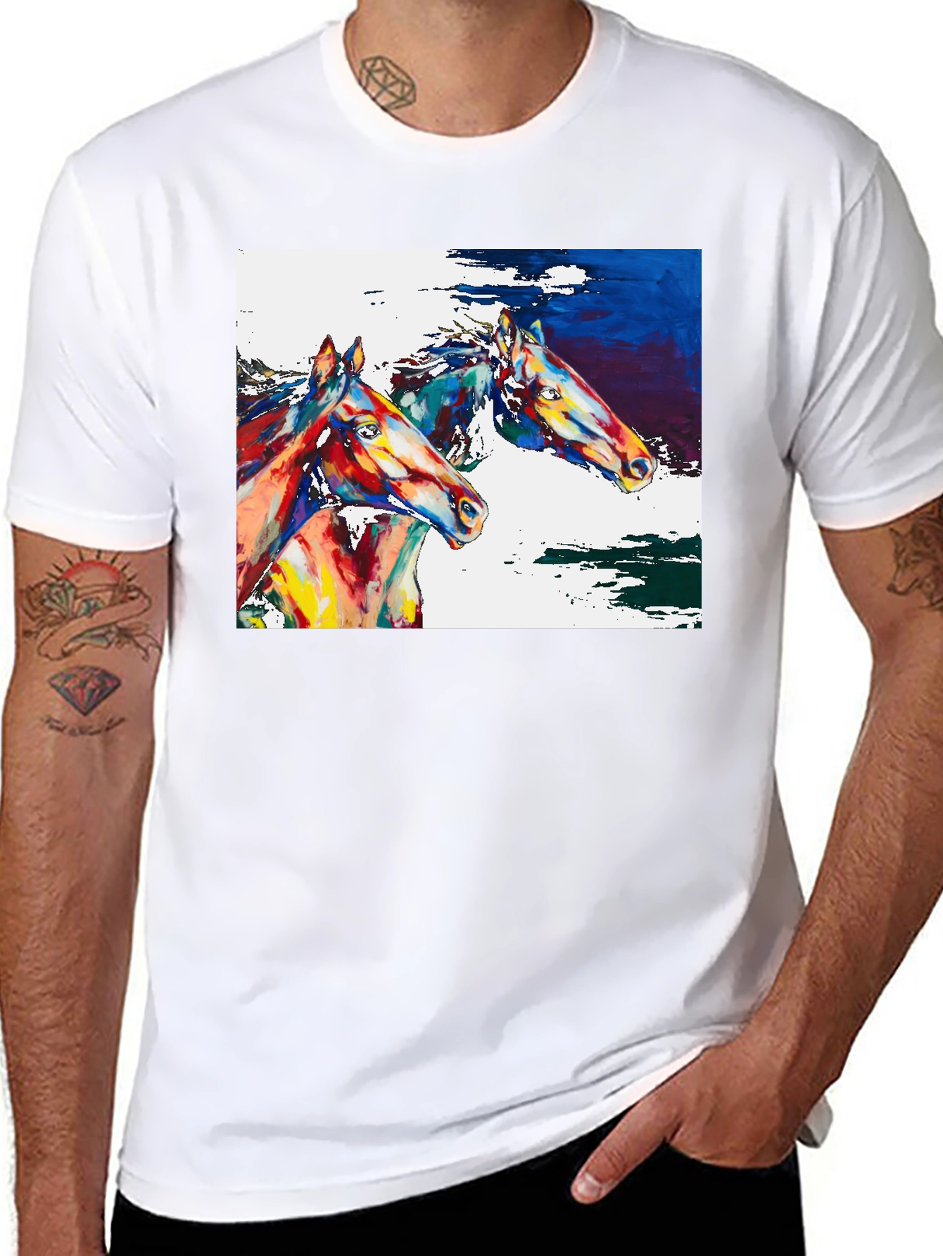 Horse Painting Graphic Tee - Artistic Comfort