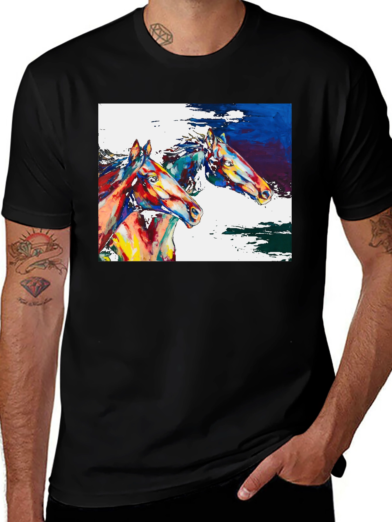 Horse Painting Graphic Tee - Artistic Comfort