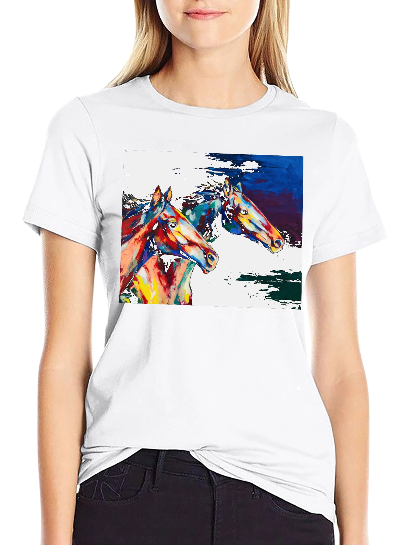 Horse Painting Graphic Tee - Artistic Comfort