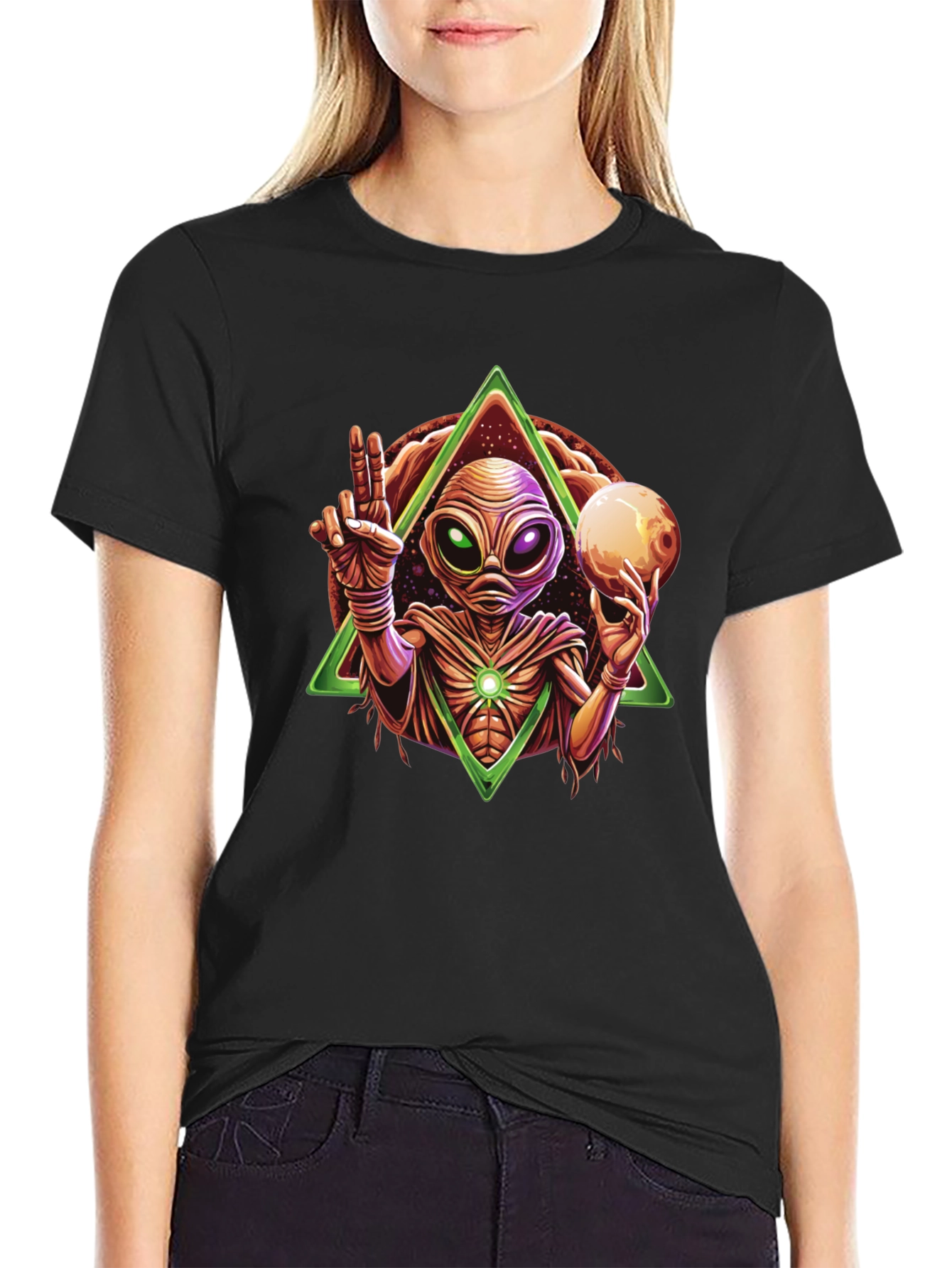 Alien Peace Sign Graphic Tee - Mens