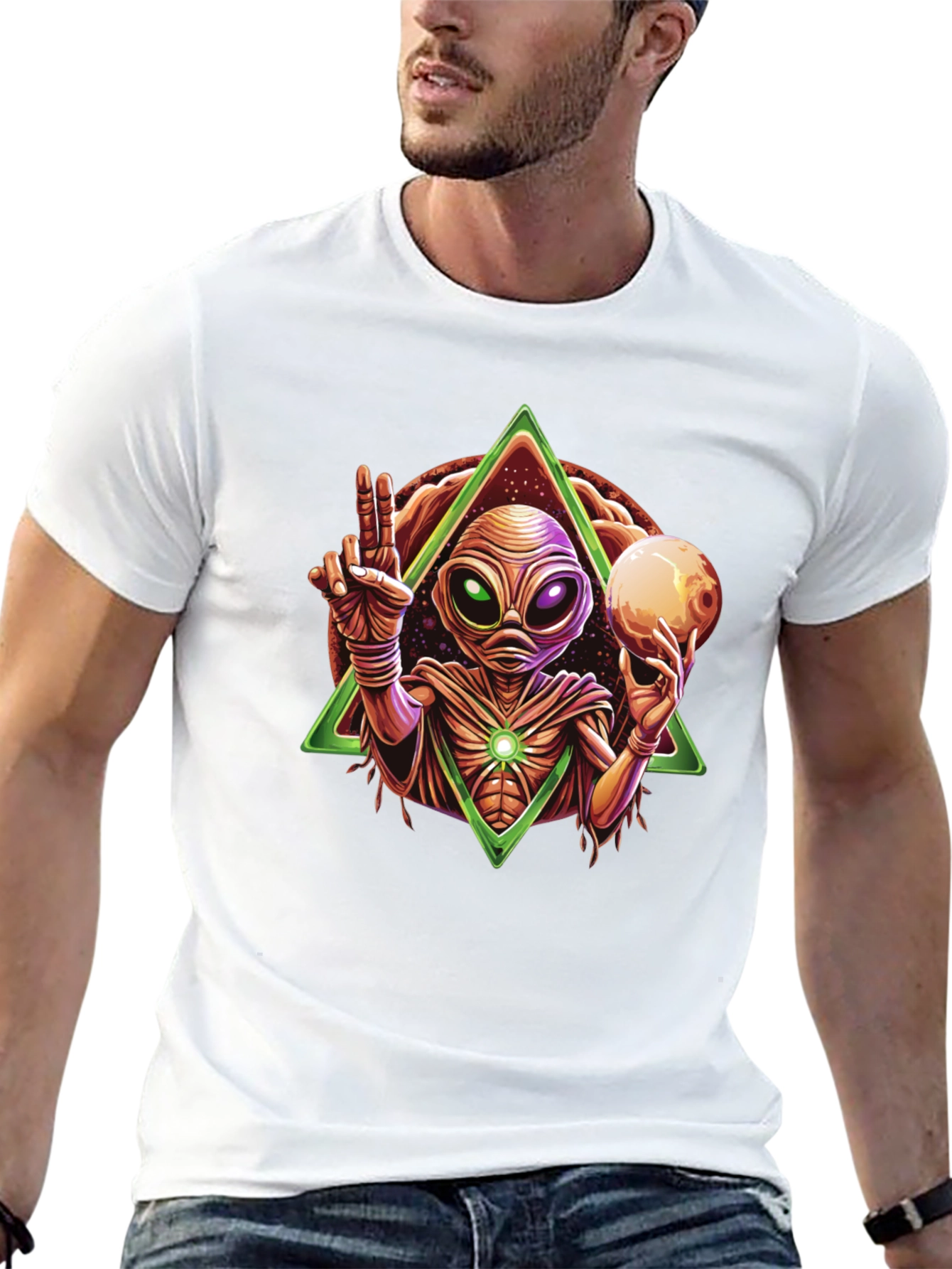 Alien Peace Sign Graphic Tee - Mens