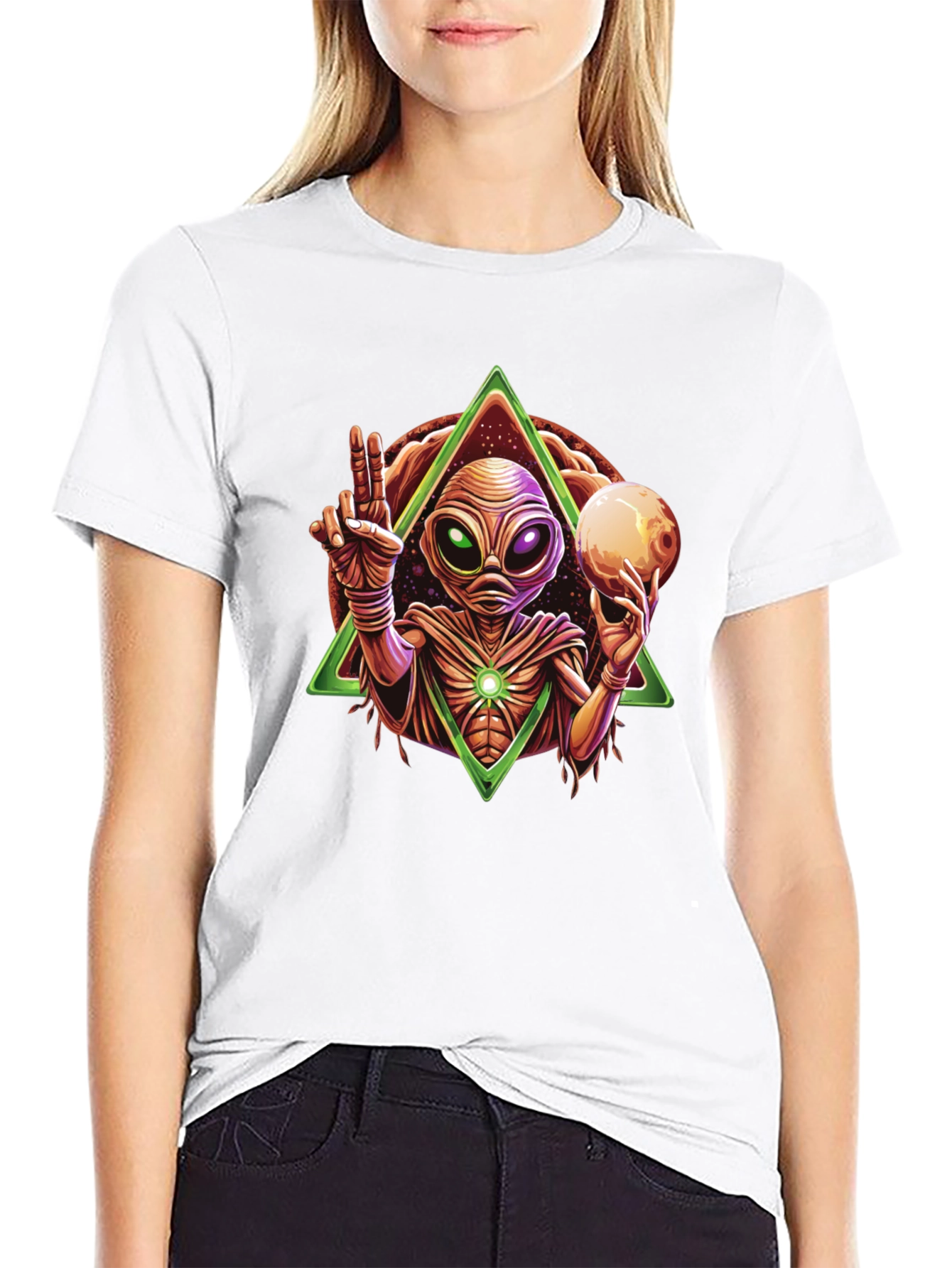 Alien Peace Sign Graphic Tee - Mens