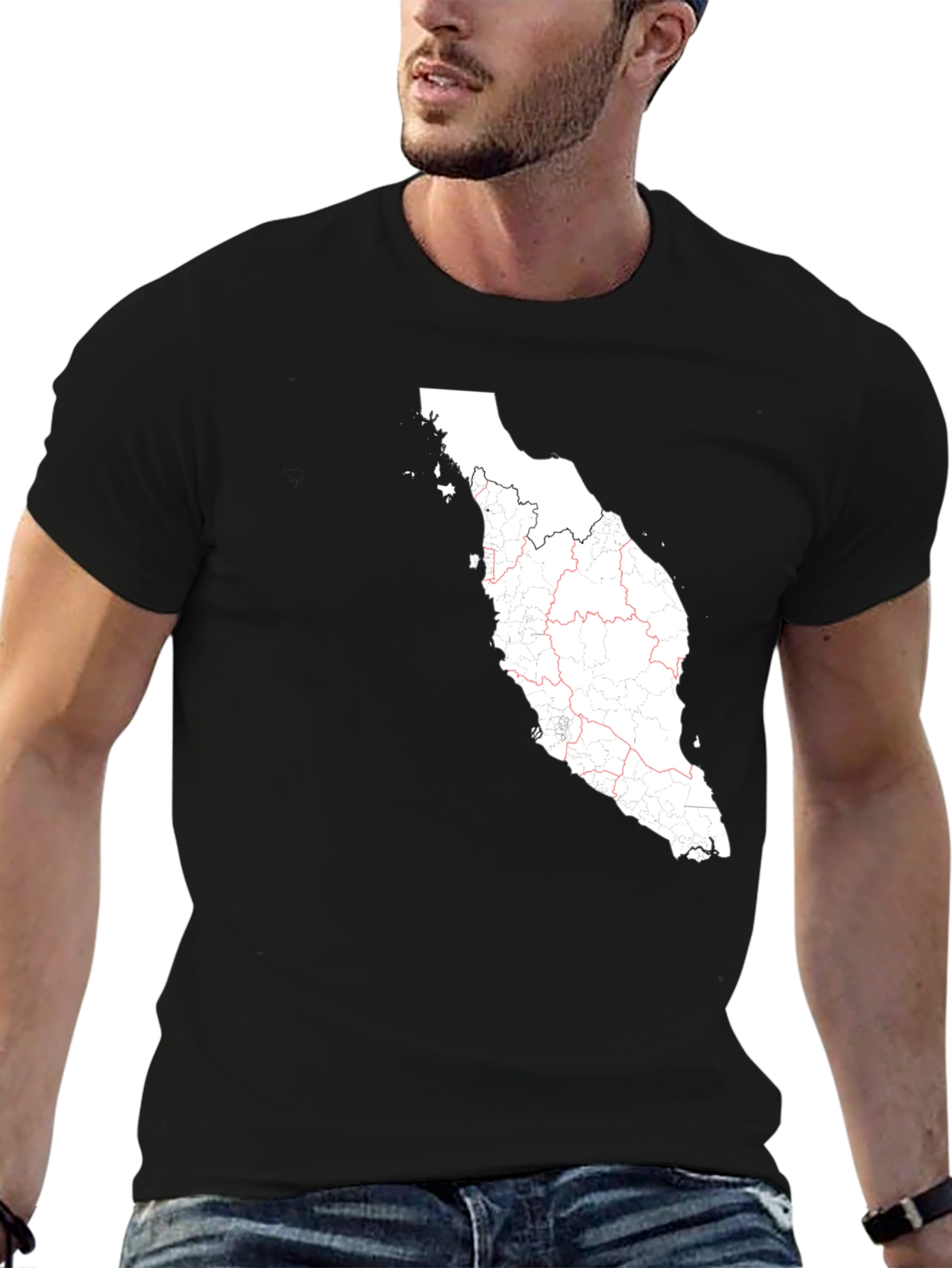 Malaysia Map T-Shirt - Black Graphic Tee