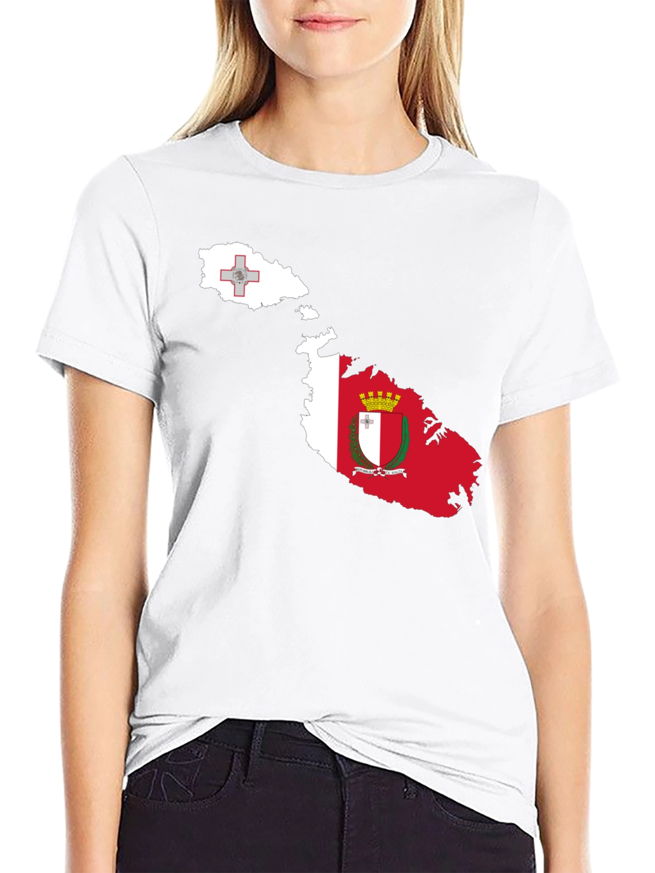 Malta Flag Map T-Shirt - Black
