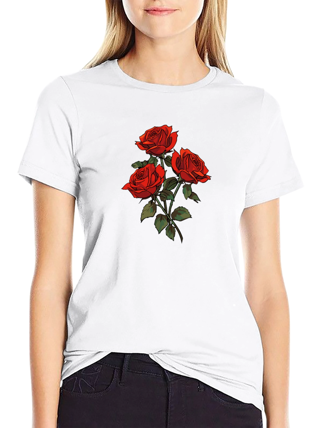 Roses Graphic Tee - Black