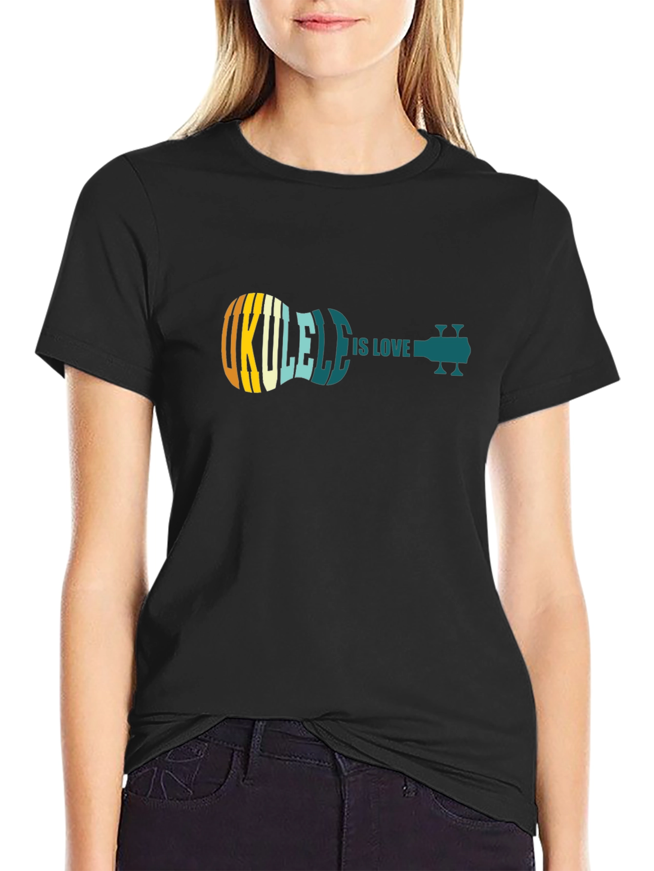 Ukulele Is Love Black T-Shirt