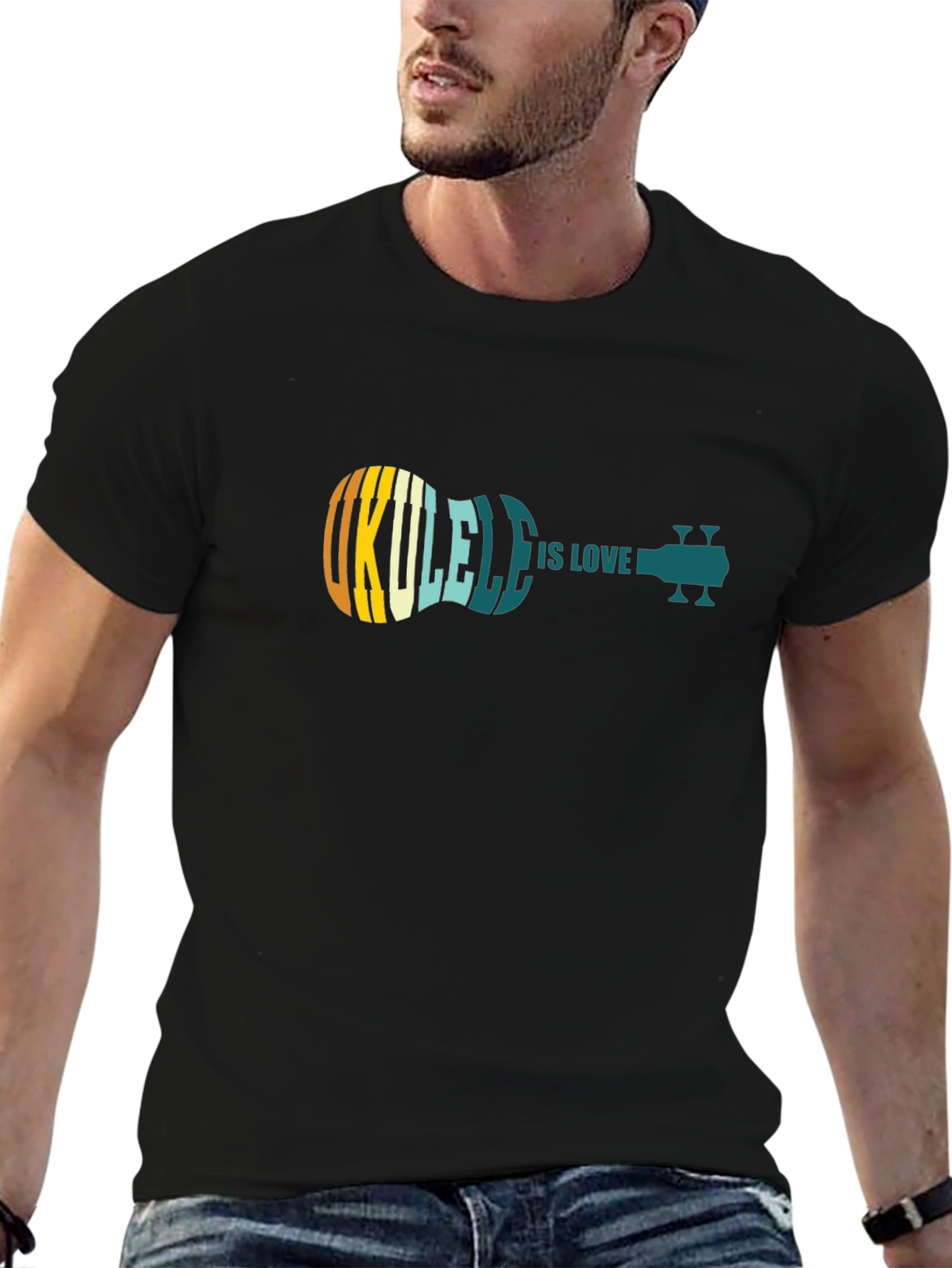 Ukulele Is Love Black T-Shirt