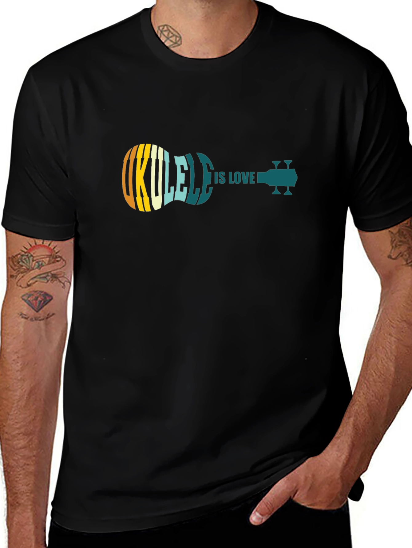 Ukulele Is Love Black T-Shirt