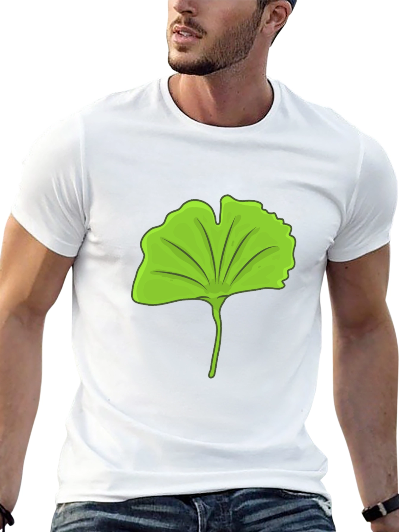 Gingko Leaf Graphic Black T-Shirt