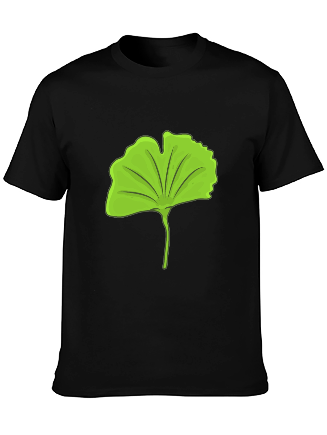 Gingko Leaf Graphic Black T-Shirt