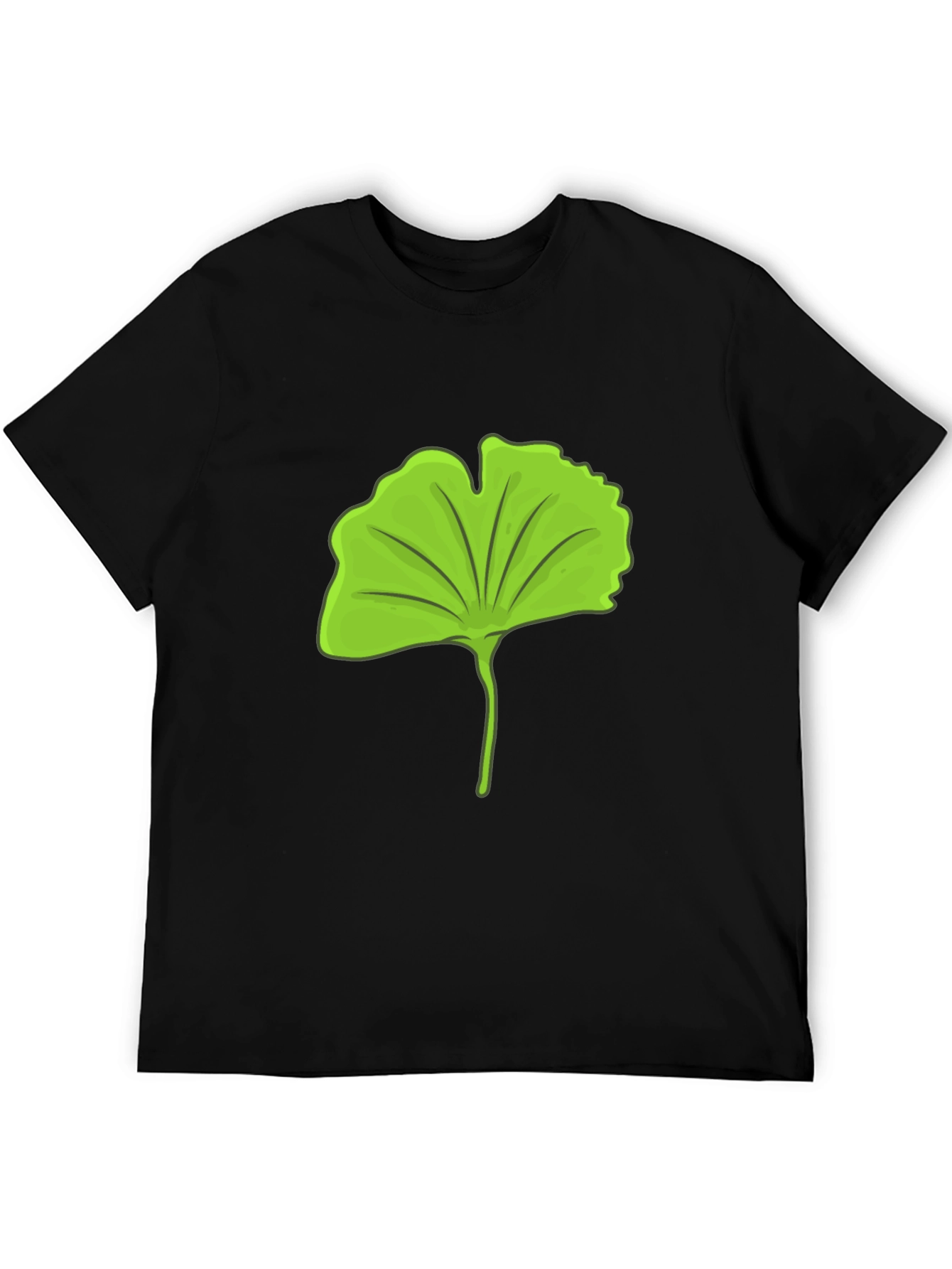 Gingko Leaf Graphic Black T-Shirt
