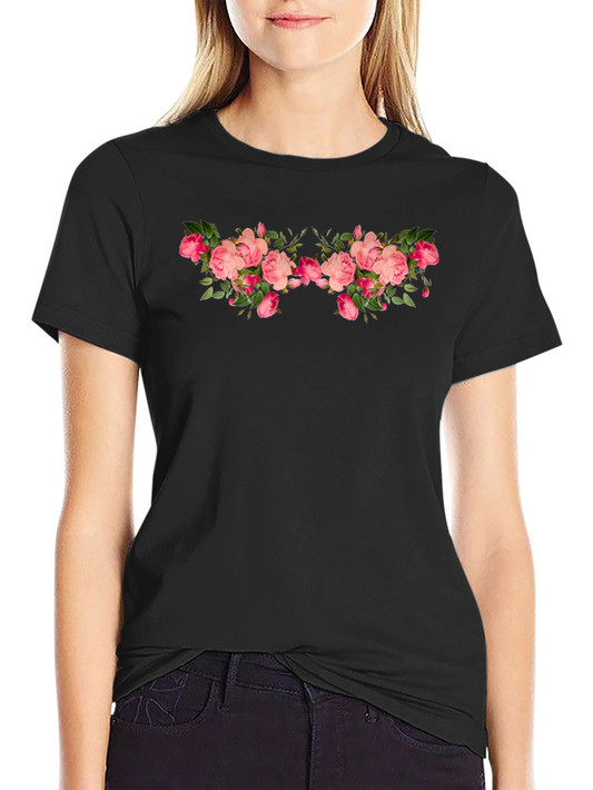 Floral Rose Black T-Shirt