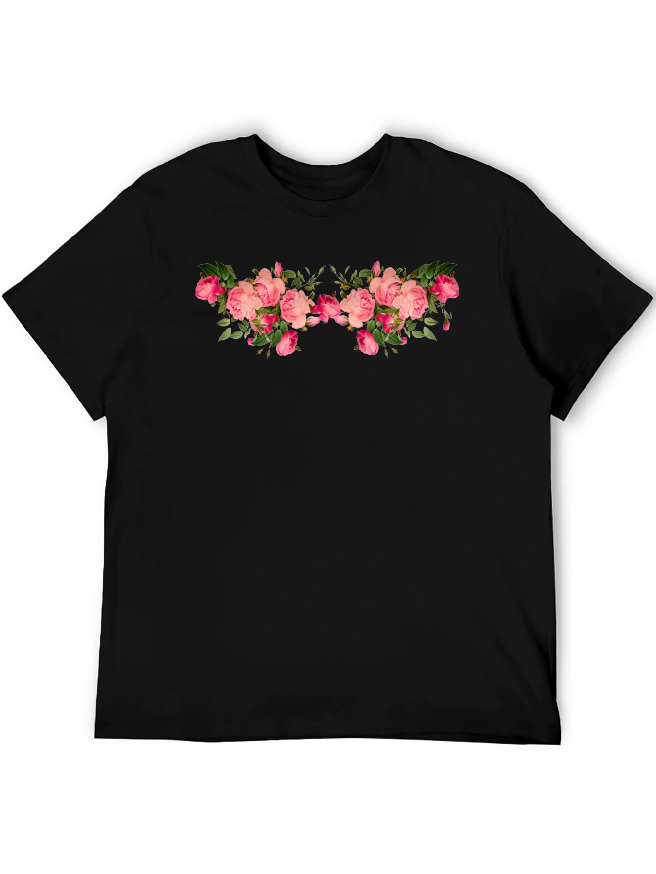 Floral Rose Black T-Shirt