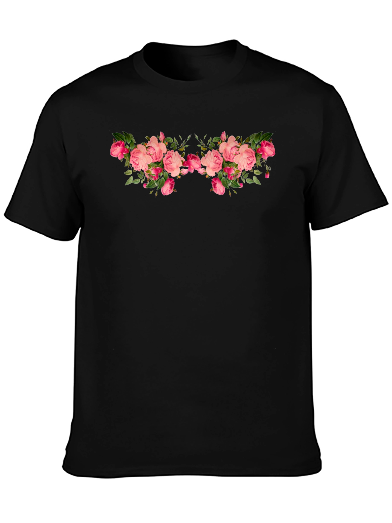 Floral Rose Black T-Shirt