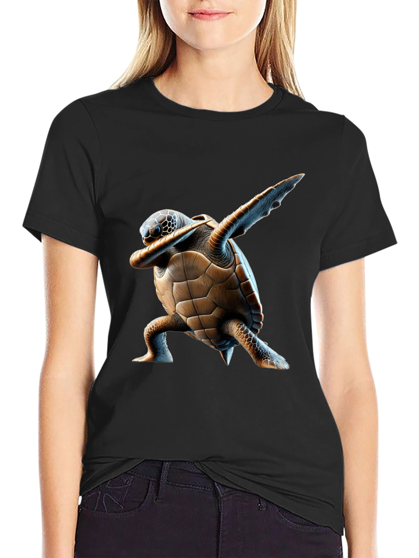 Dabbing Turtle Graphic Tee - Cool Black T-Shirt
