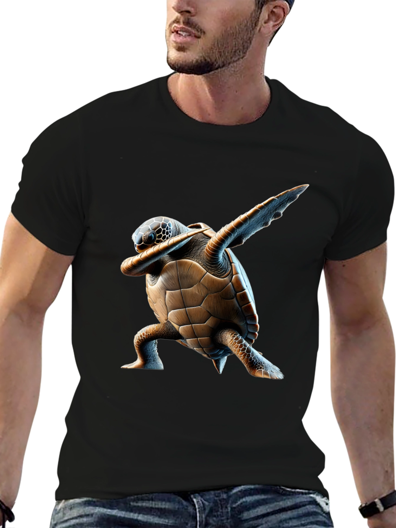 Dabbing Turtle Graphic Tee - Cool Black T-Shirt