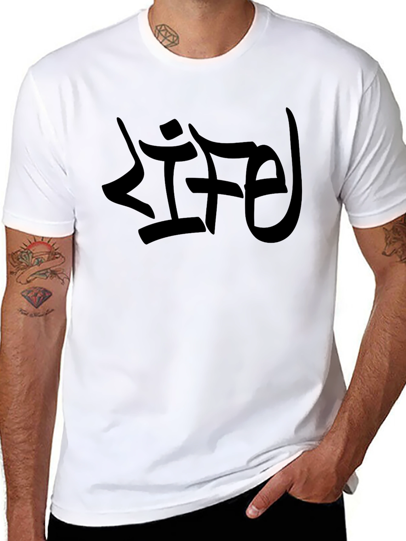 Black LIFE Graffiti Graphic T-Shirt