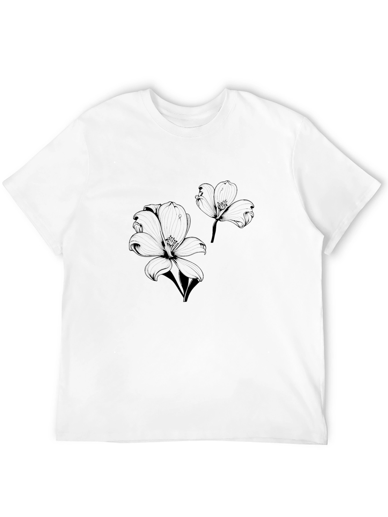 Floral Print Black Casual T-Shirt