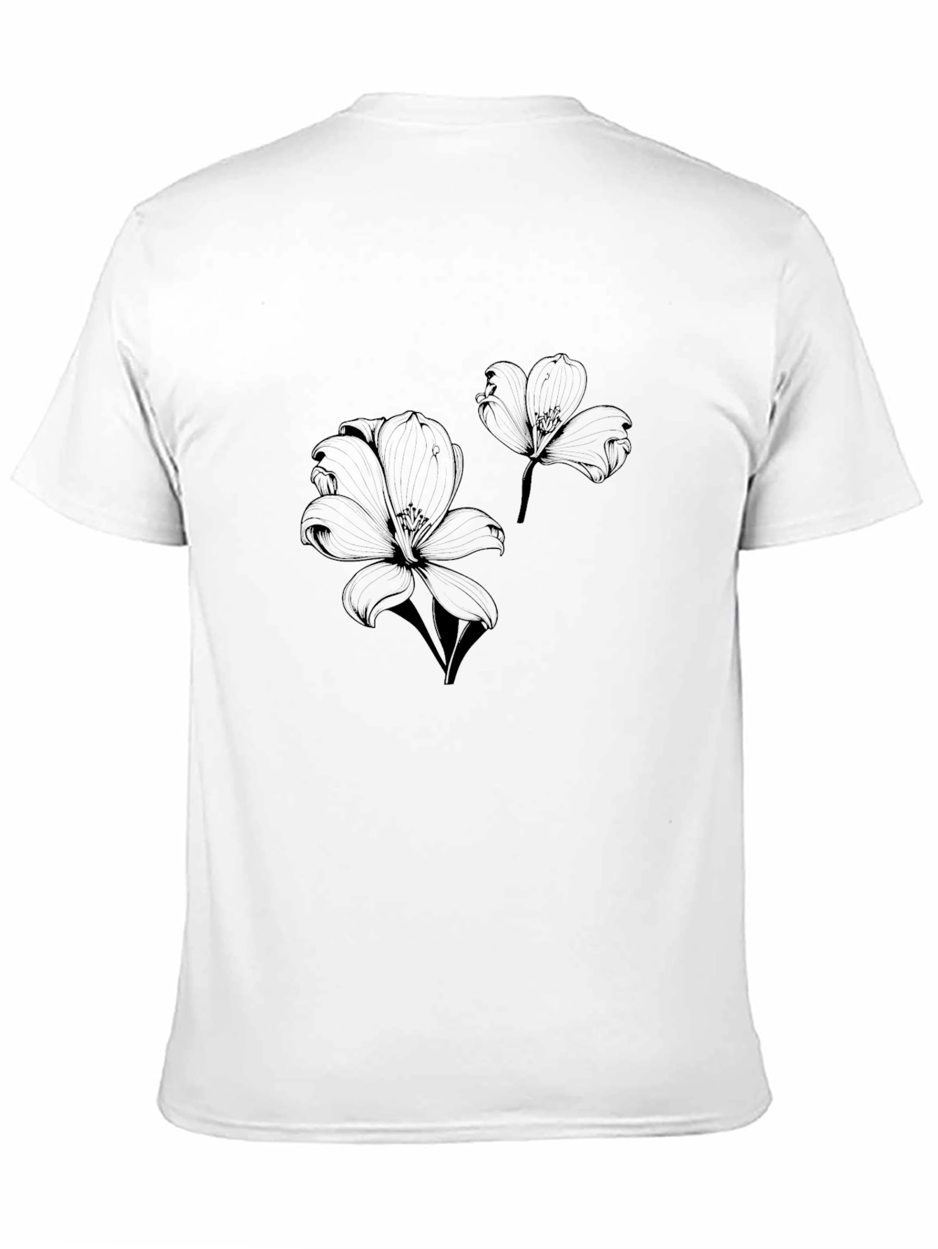 Floral Print Black Casual T-Shirt