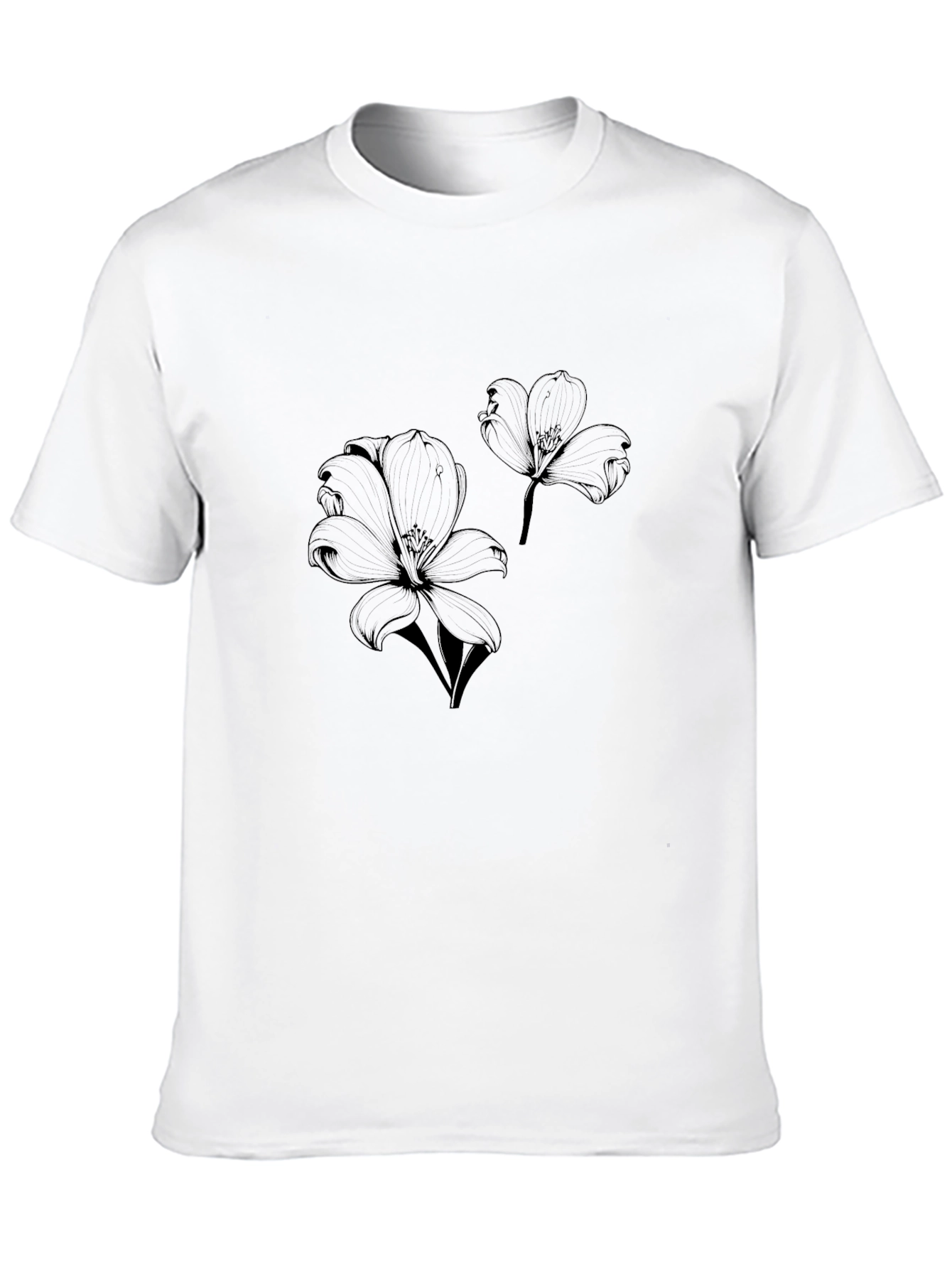 Floral Print Black Casual T-Shirt