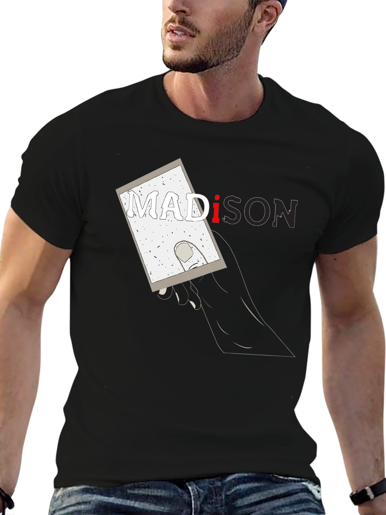 Madison Graphic Print Black T-Shirt