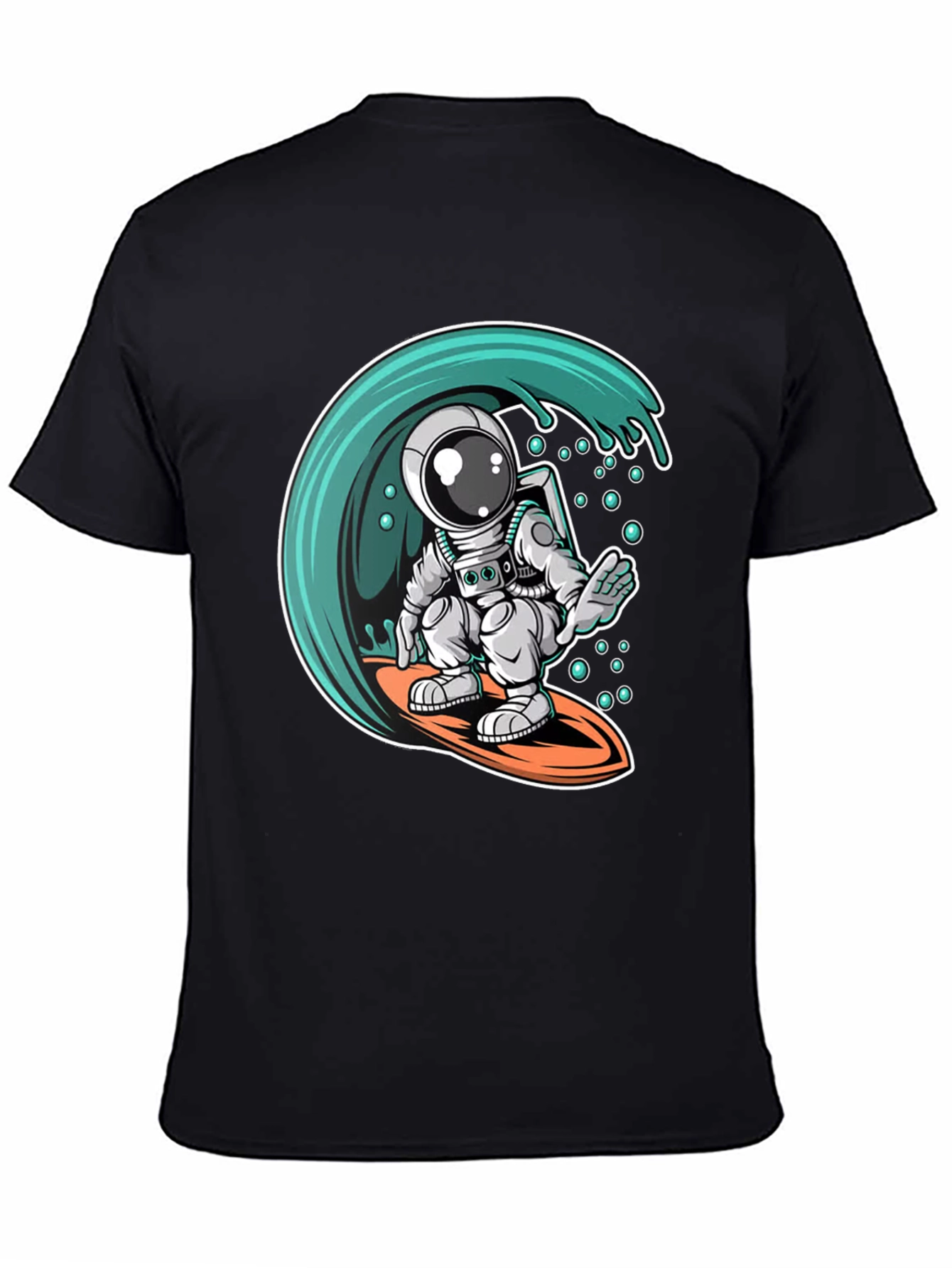 Surfing Astronaut Graphic Tee - Black