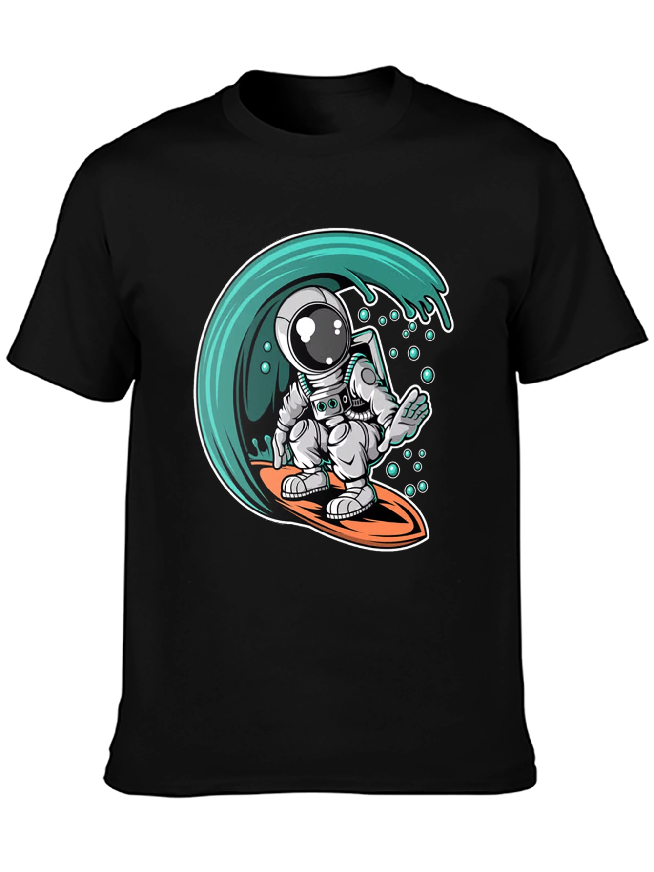 Surfing Astronaut Graphic Tee - Black