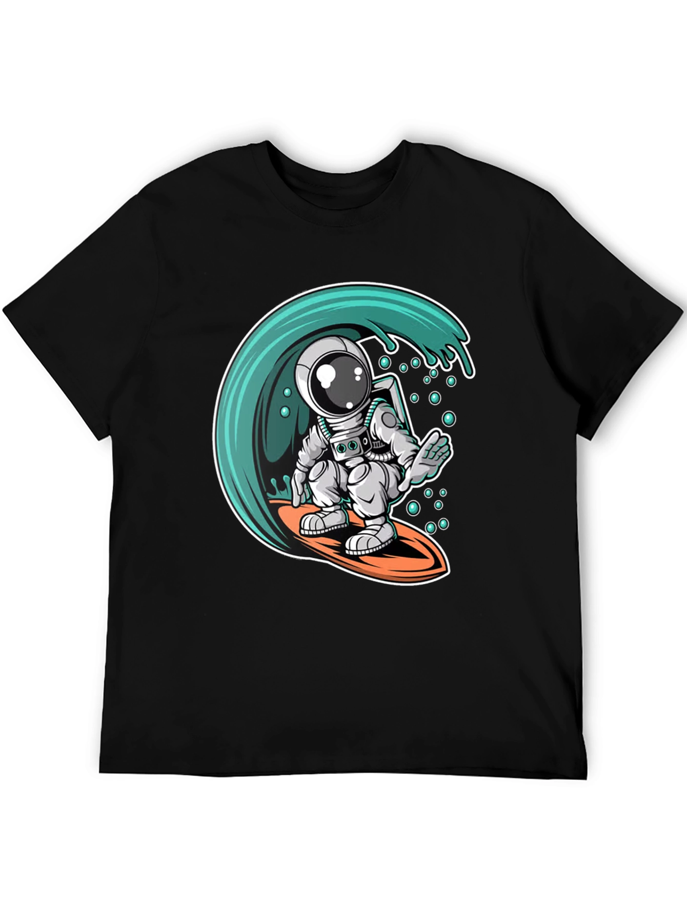Surfing Astronaut Graphic Tee - Black