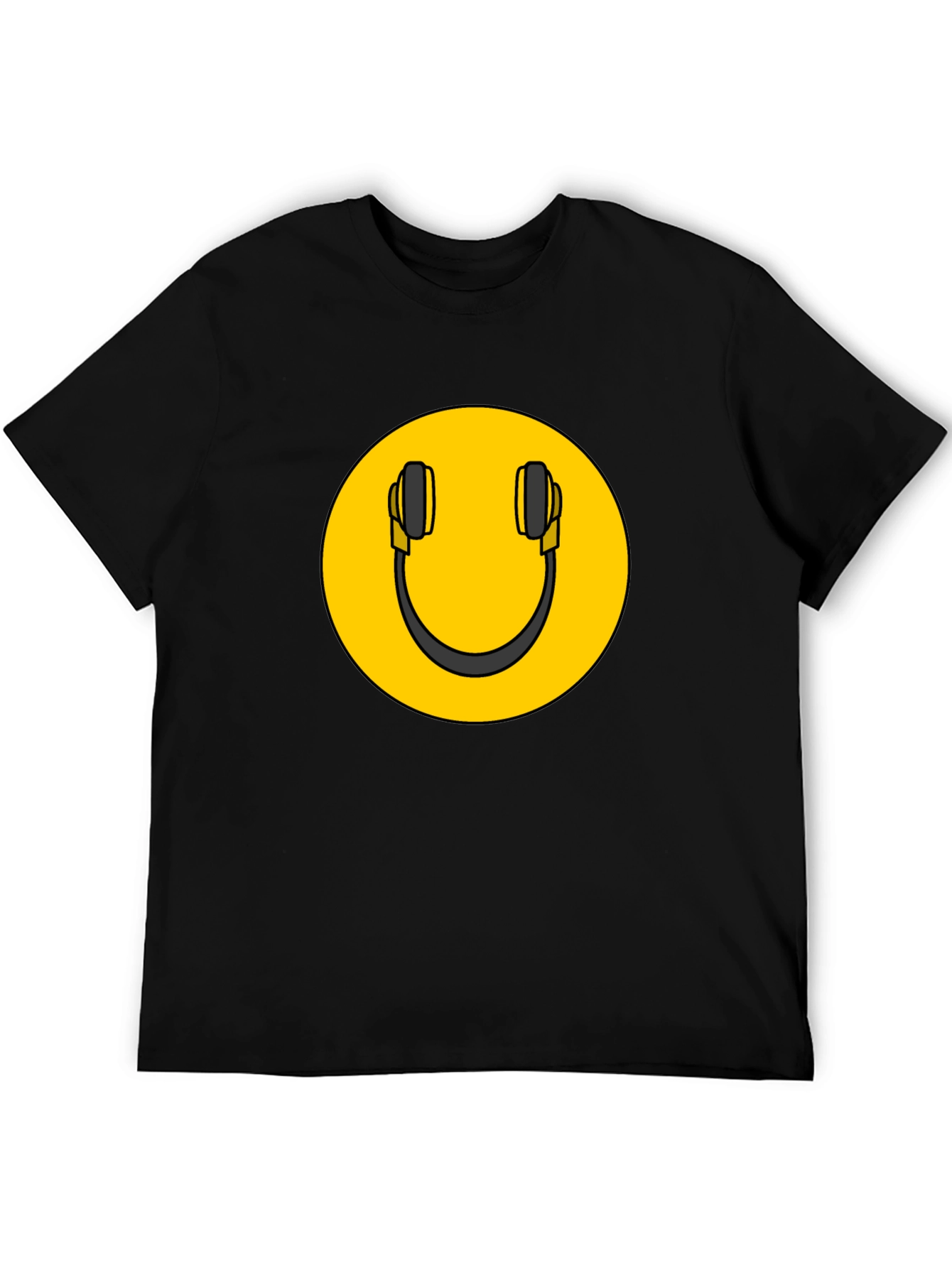 Smiley DJ Headphones Graphic Tee - Black