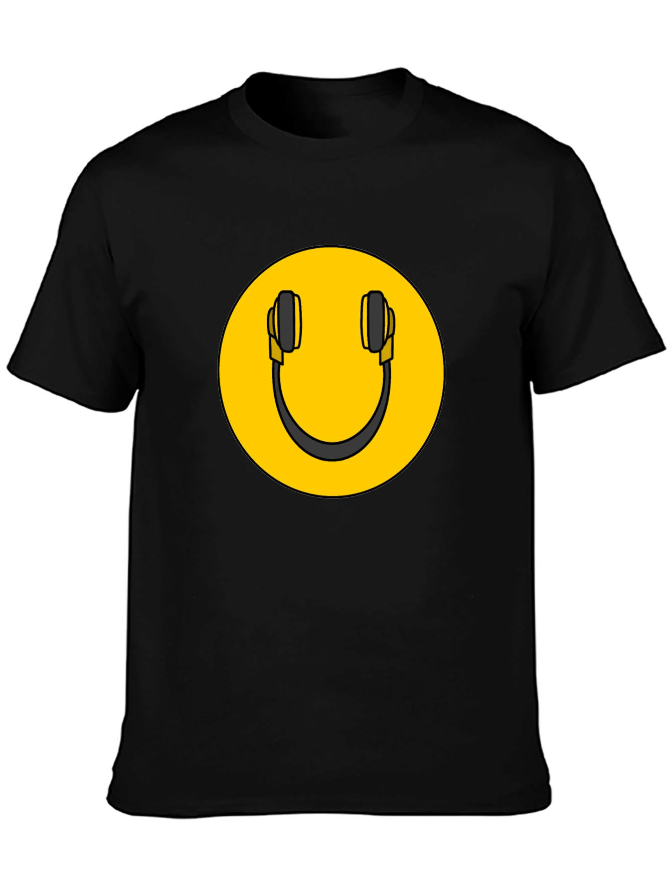 Smiley DJ Headphones Graphic Tee - Black