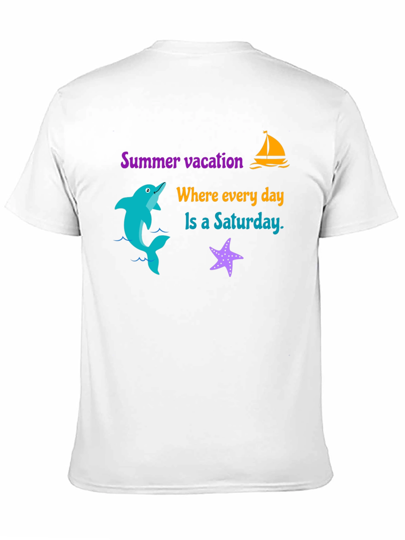 Summer Vacation T-Shirt - Dolphin Boat Starfish Graphic Tee