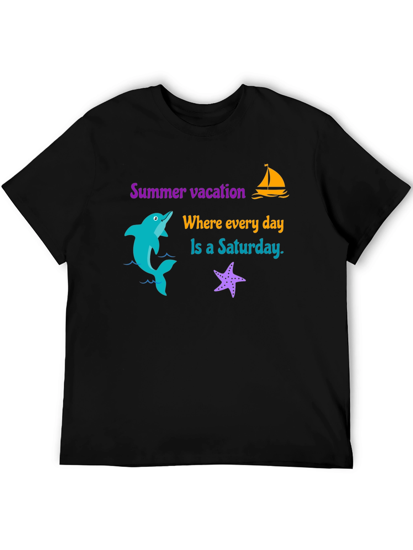 Summer Vacation T-Shirt - Dolphin Boat Starfish Graphic Tee