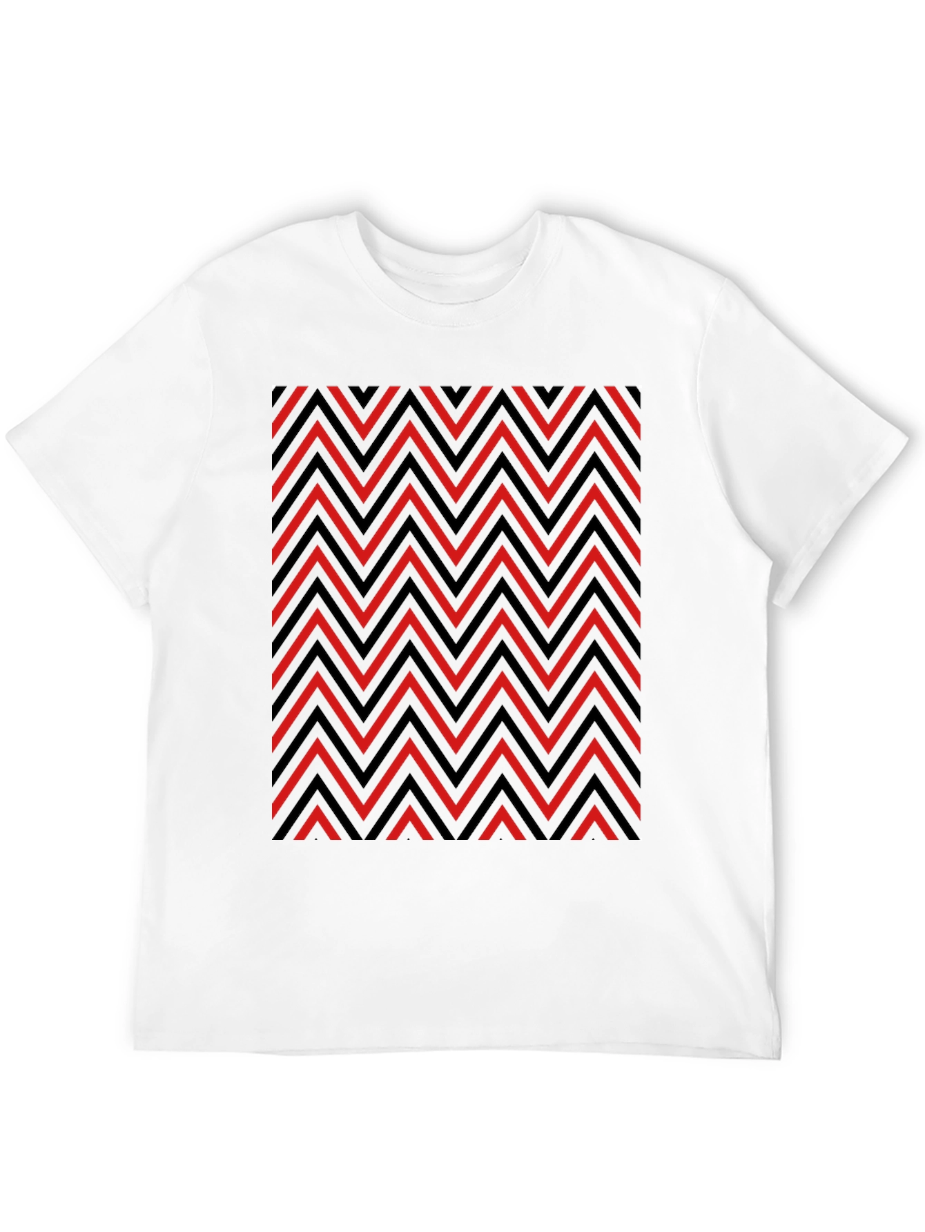 Zigzag Patterned Graphic Tee - Red and Black