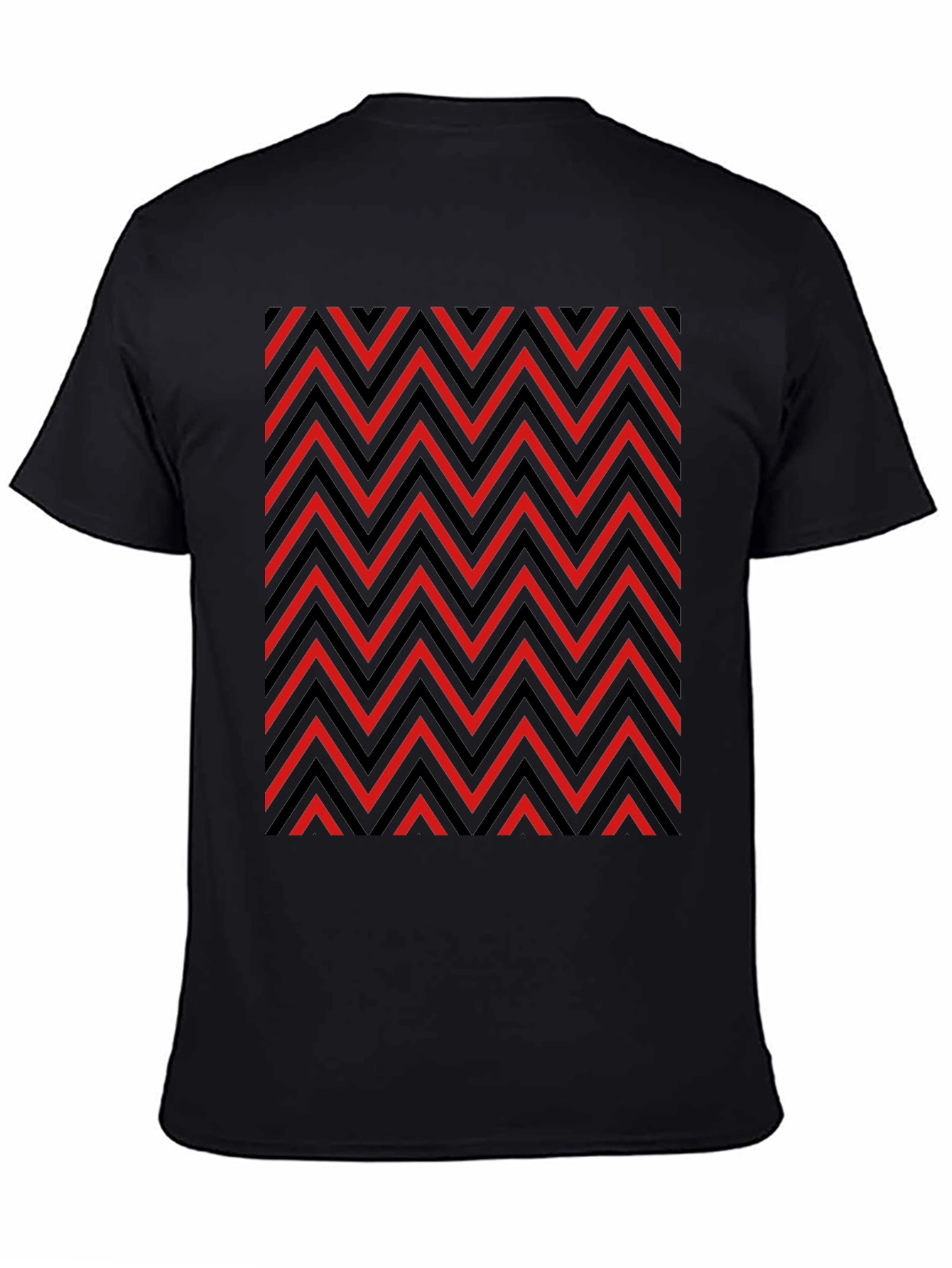 Zigzag Patterned Graphic Tee - Red and Black