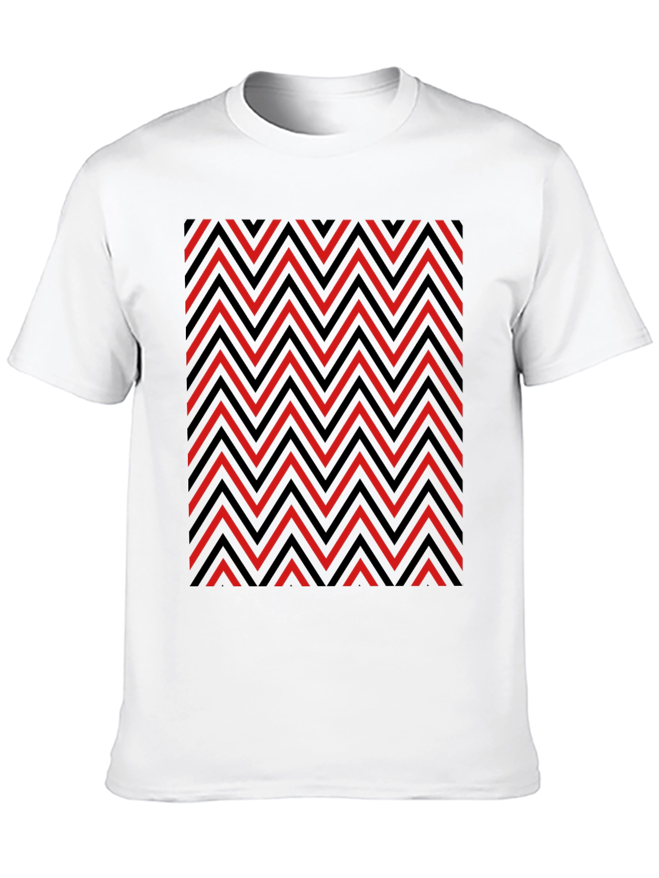 Zigzag Patterned Graphic Tee - Red and Black
