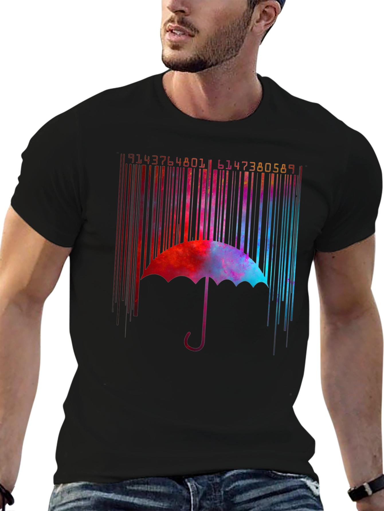 Abstract Umbrella Barcode Graphic T-Shirt