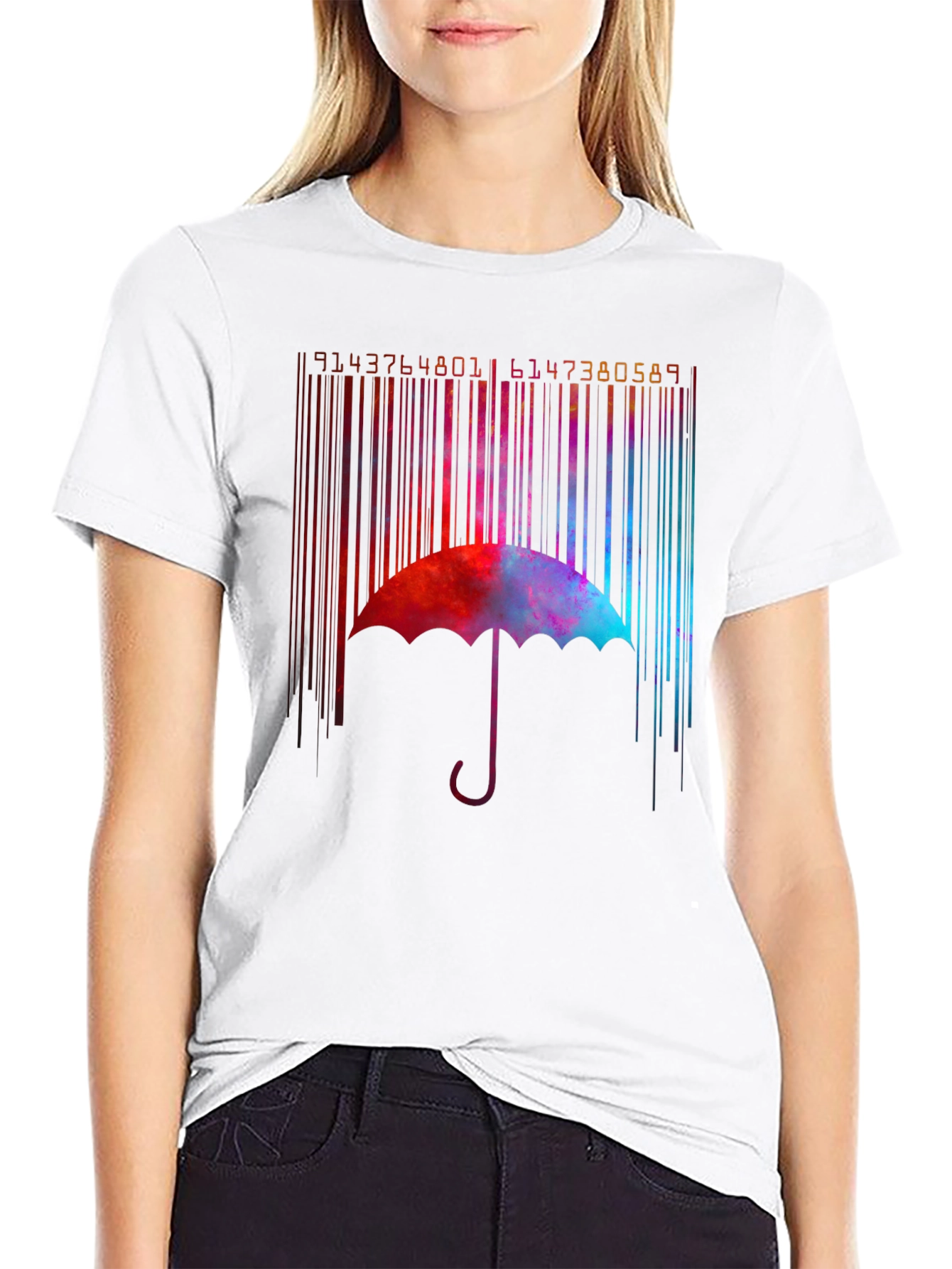 Abstract Umbrella Barcode Graphic T-Shirt