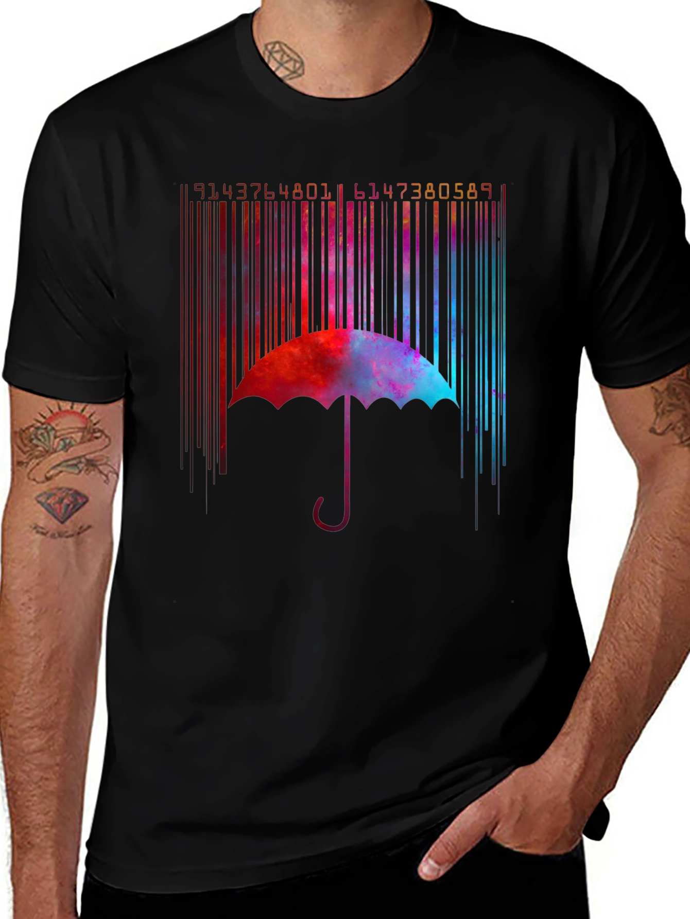 Abstract Umbrella Barcode Graphic T-Shirt