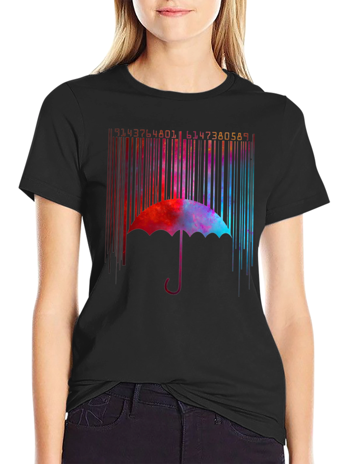 Abstract Umbrella Barcode Graphic T-Shirt