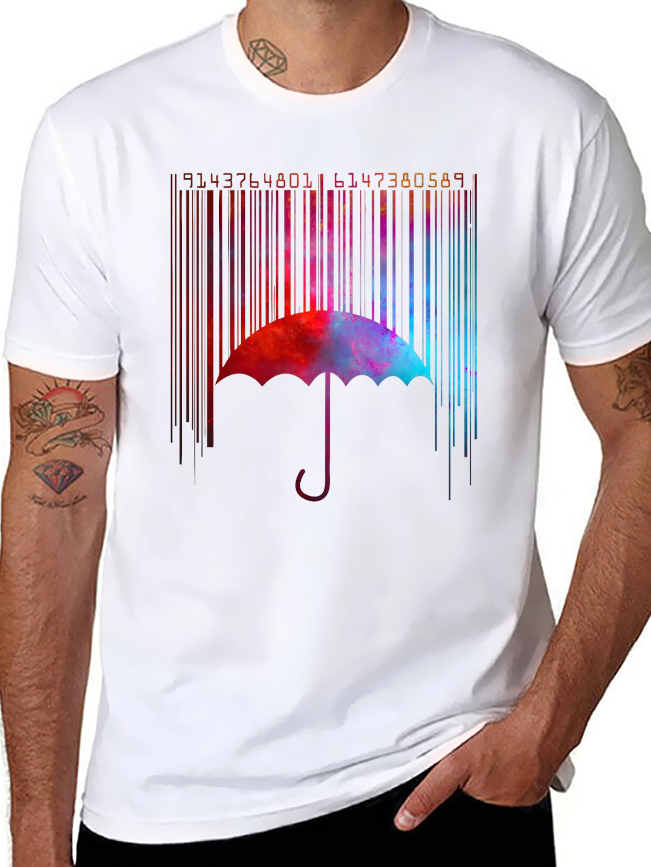 Abstract Umbrella Barcode Graphic T-Shirt