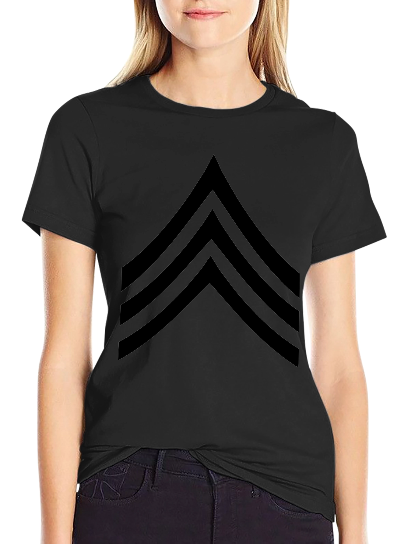 Black Sergeant Stripes Graphic T-Shirt - Military Style Tee