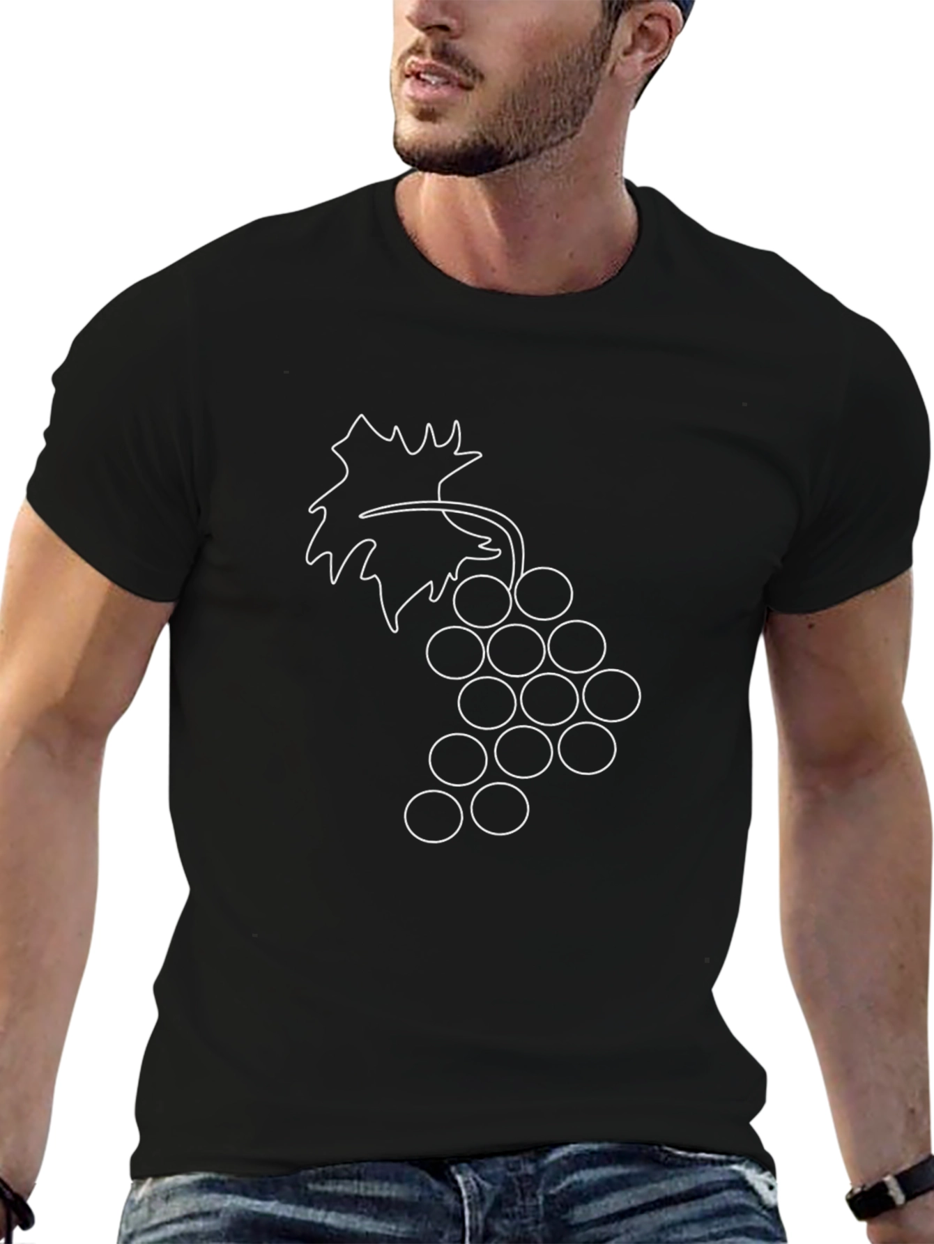 Grapes Graphic Tee - Black Cotton Casual Shirt