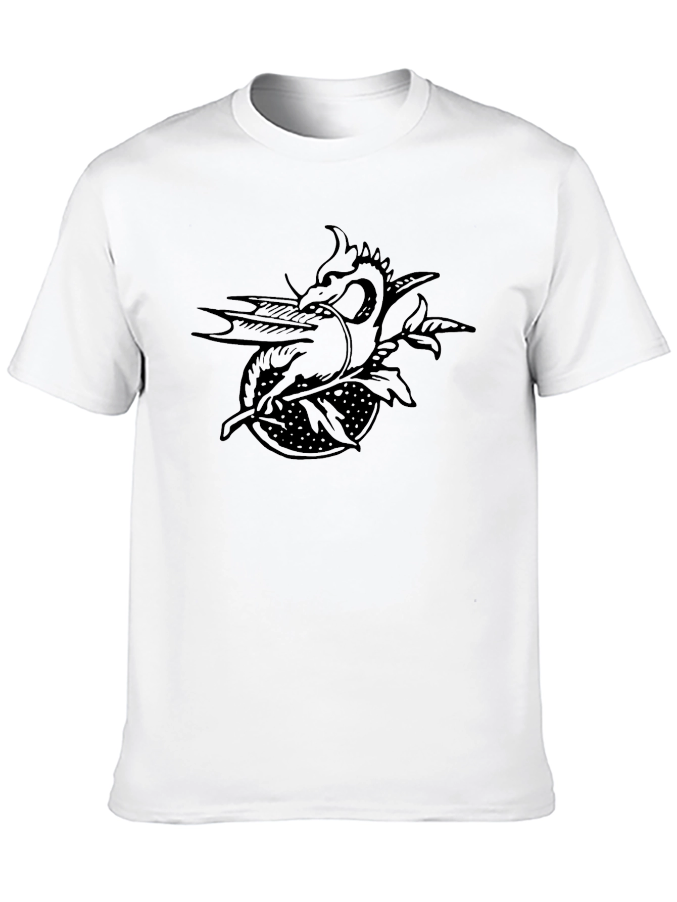 Dragon & Rose Graphic Tee - Black Cotton T-Shirt