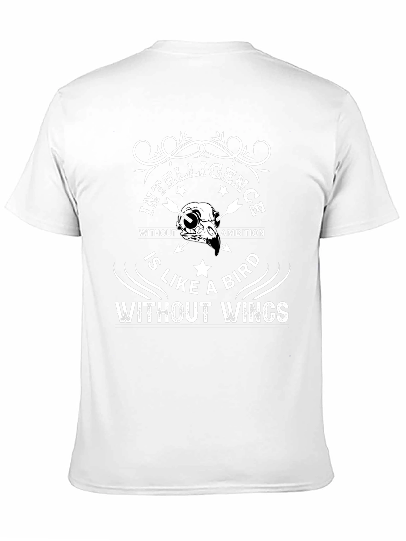 Intelligence Bird Skull Graphic Black T-Shirt