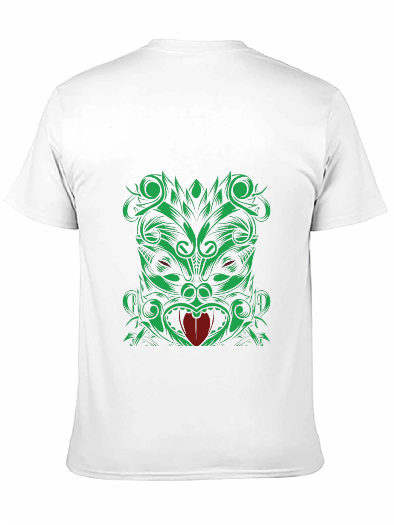 Green Tiki Graphic Print Black T-Shirt
